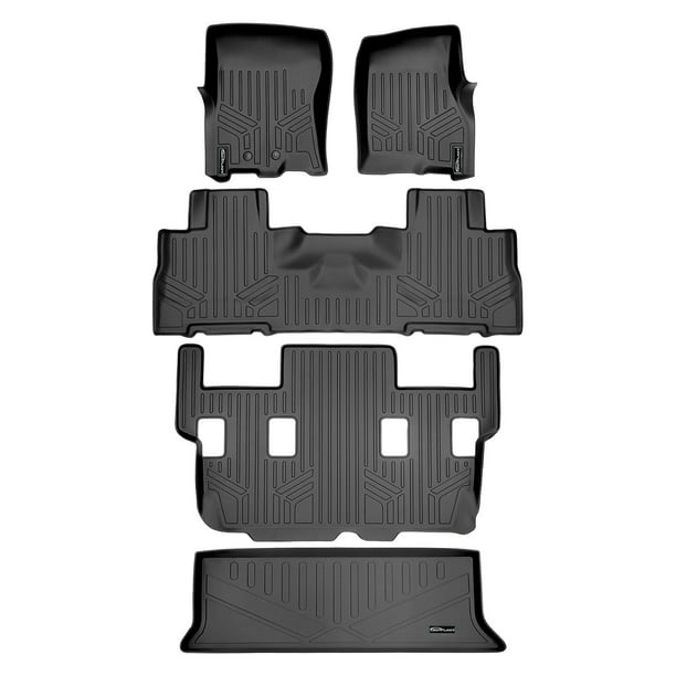SMARTLINER Floor Mats 3 Row Liner Set Black for 2011-2017 Expedition EL Navigator L with 2nd Row Bucket Seats without Console 